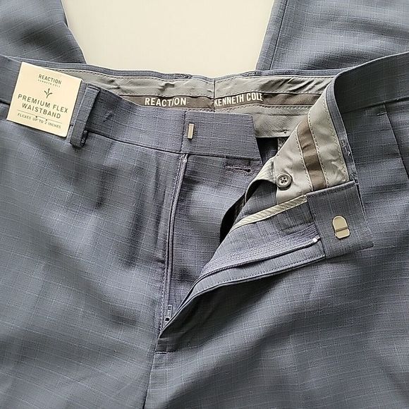 Kenneth Cole Reaction Mens Size 34x32 Flex Waistband Stretch Slim Fit Pants Blue - Picture 6 of 11